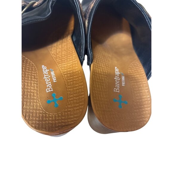 Baretraps Belita Womens 9M Black Clogs With Leopard Accent & Wooden Platform - Picture 5 of 8